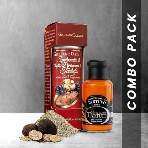 Giuliano Tartufi Hot Spicy Sauce(220g) with Garlic, Chilly & Summer Truffle Powder(30g) Combo Pack