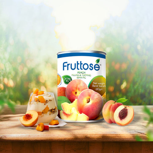 Fruttose Peach Filling and Topping (70% Fruit) - 610 Gms