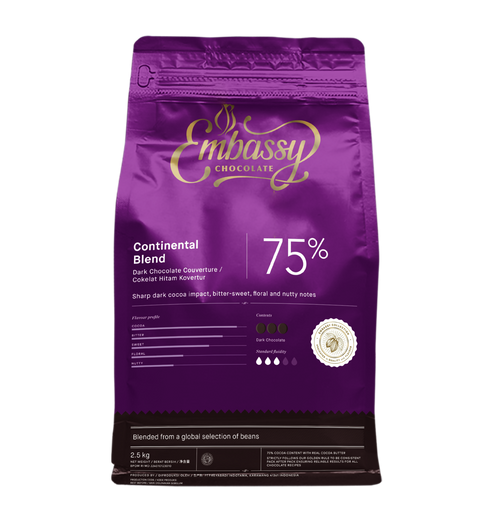 Embassy Continental Blend Dark Chocolate Couverture (75%) - 2.5 Kg