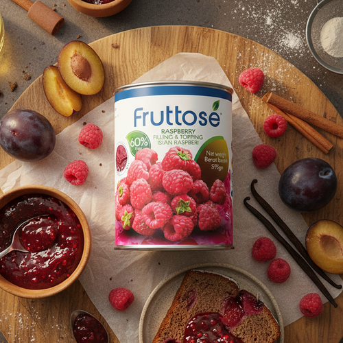 Fruttose Raspberry Filling and Topping (60% Fruit) - 595 Gms