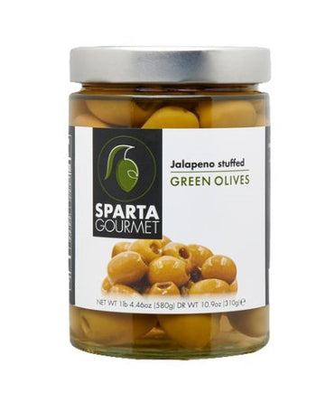 Sparta Greek Green Stuffed Olives- Jalapeno 580 gms