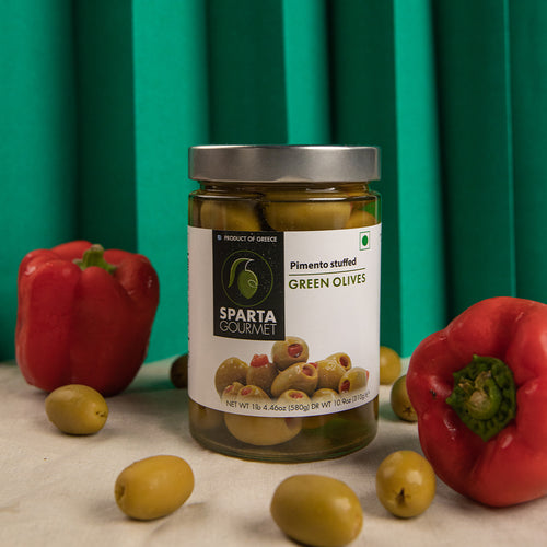Sparta Greek Green Stuffed Olives- Pimento 580 gms