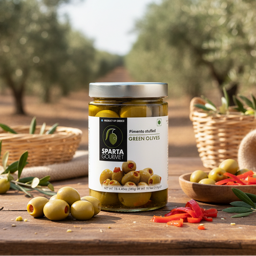 Pimento Stuffed Green Olives (580 gms) By Sparta Gourmet