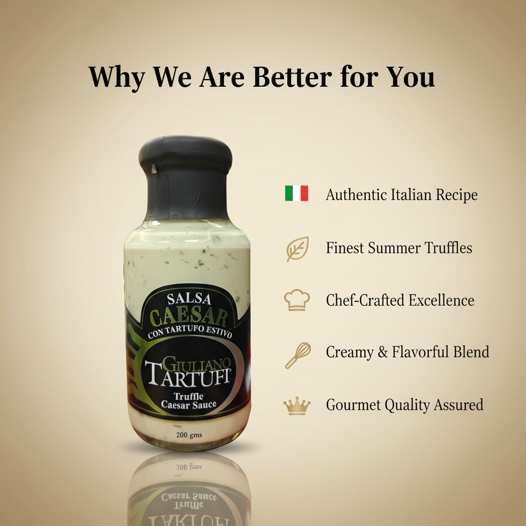 Giuliano Tartufi Truffle Caesar Sauce Features - Damati Foods