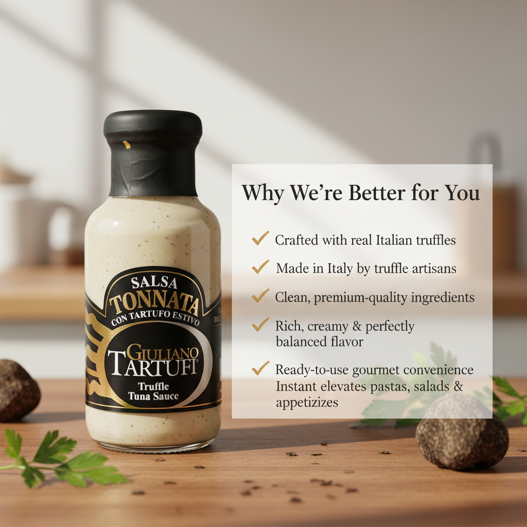 Giuliano Tartufi Truffle Tuna Sauce Features - Damati Foods